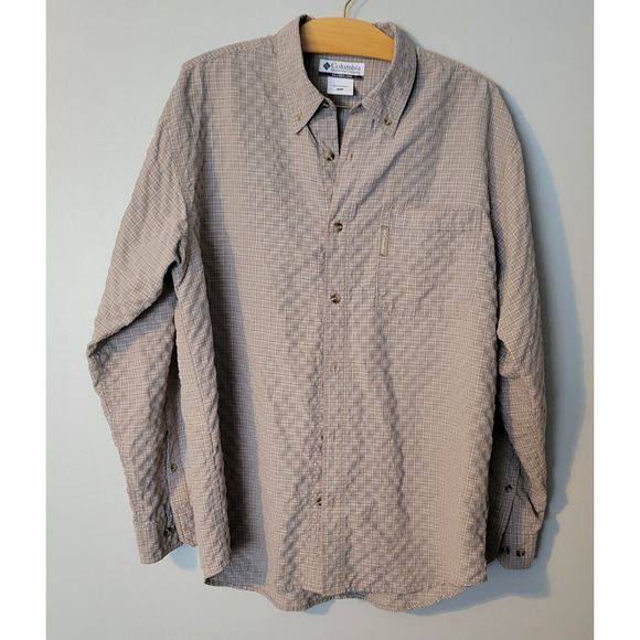 Columbia Sportswear Long Sleeve Button Down Plaid Shirt Cream/Tan Size L - Picture 1 of 6